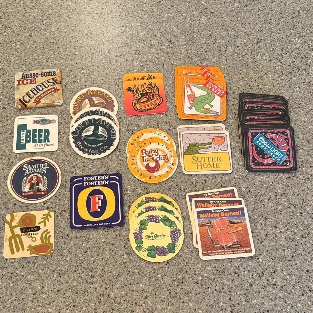 Vintage 90s Beer Restaurant Cardboard Coasters Set Of 33